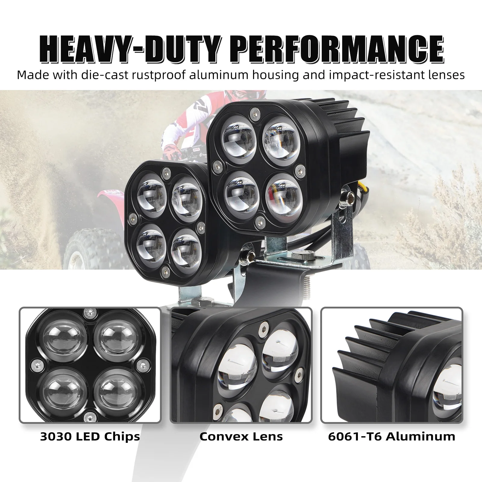 NICECNC 4PCS 100W Front Headlights For Honda TRX450R TRX450ER 2006-2009 LED IP67 Waterproof Level Super Bright ATV Accessories - view 4