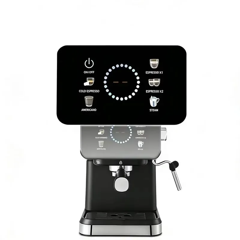 STLF Electric Italian semi-automatic espresso machine, stainless steel case, LCD screen, 5-10 cup capacity,