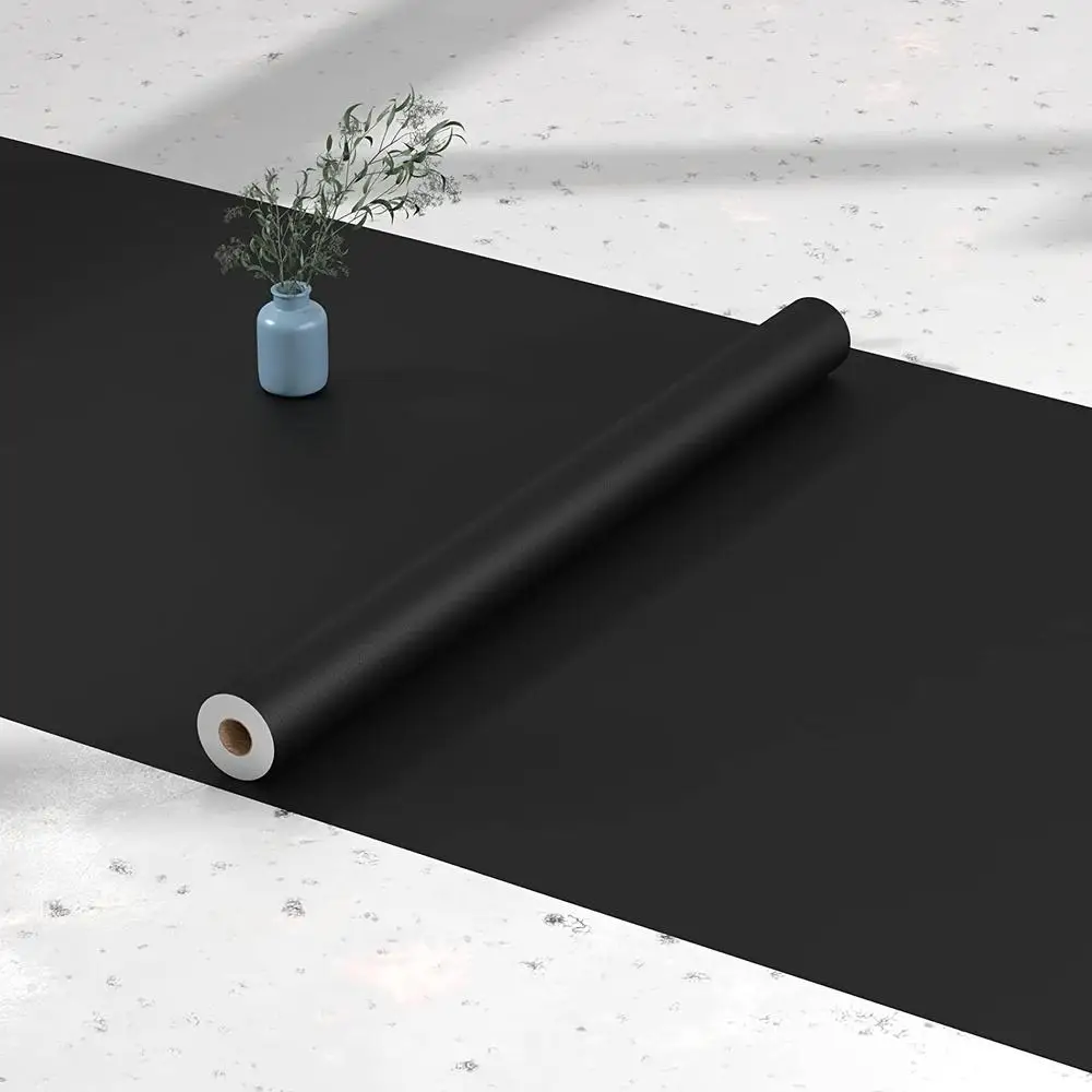 80CM Width Self-adhesive Film Black Matt Thickened Sticker Furniture Kitchen for Cupboards Tables Wall DIY Renovation Wallpaper
