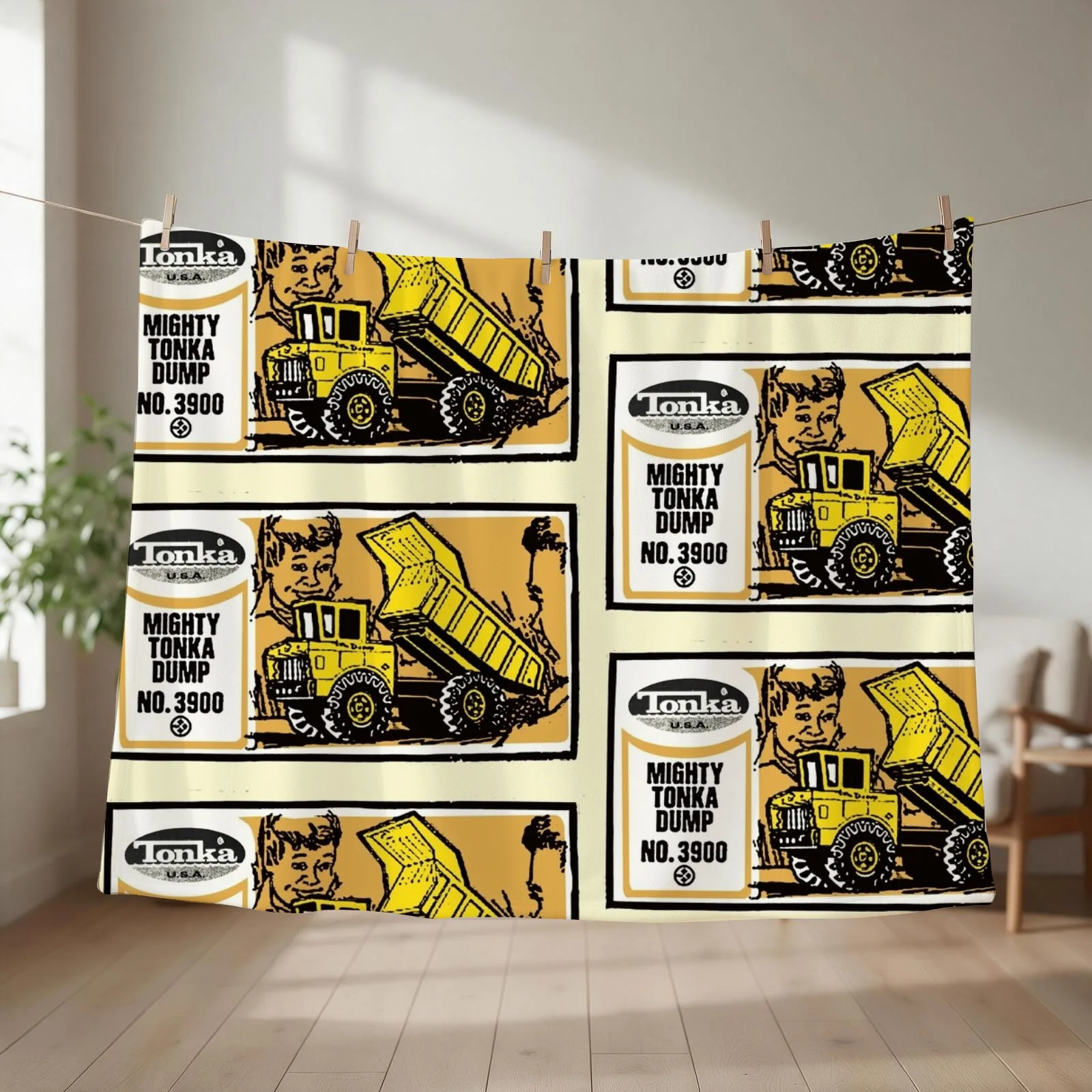 TONKA - Mighty Tonka Dump - Authentic, Distressed Throw Blanket couch cozy soft plush fuzzy picnic outdoor blanket