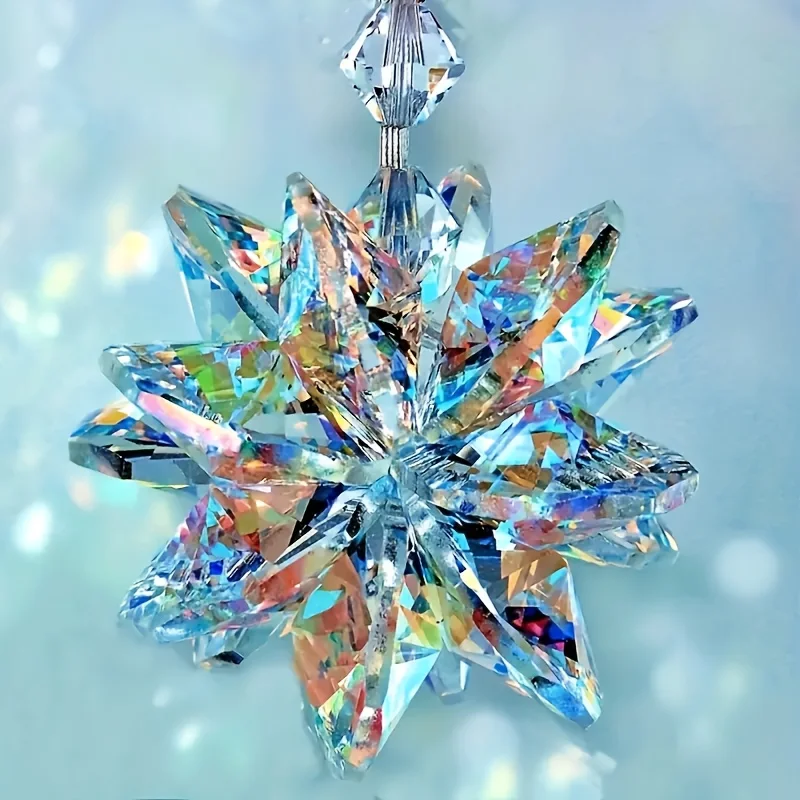 1PC Sparkling Glass Suncatcher Crystal Star Hanging Ornament for Window & Office Decor - Ideal Anniversary Gift for Her/Him