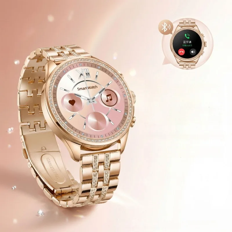 Cross-Border Exclusive Supply for GEN9 Diamond-Encrusted Women's Smart Watch Rose Gold Steel Belt Call Health Monitoring Watch