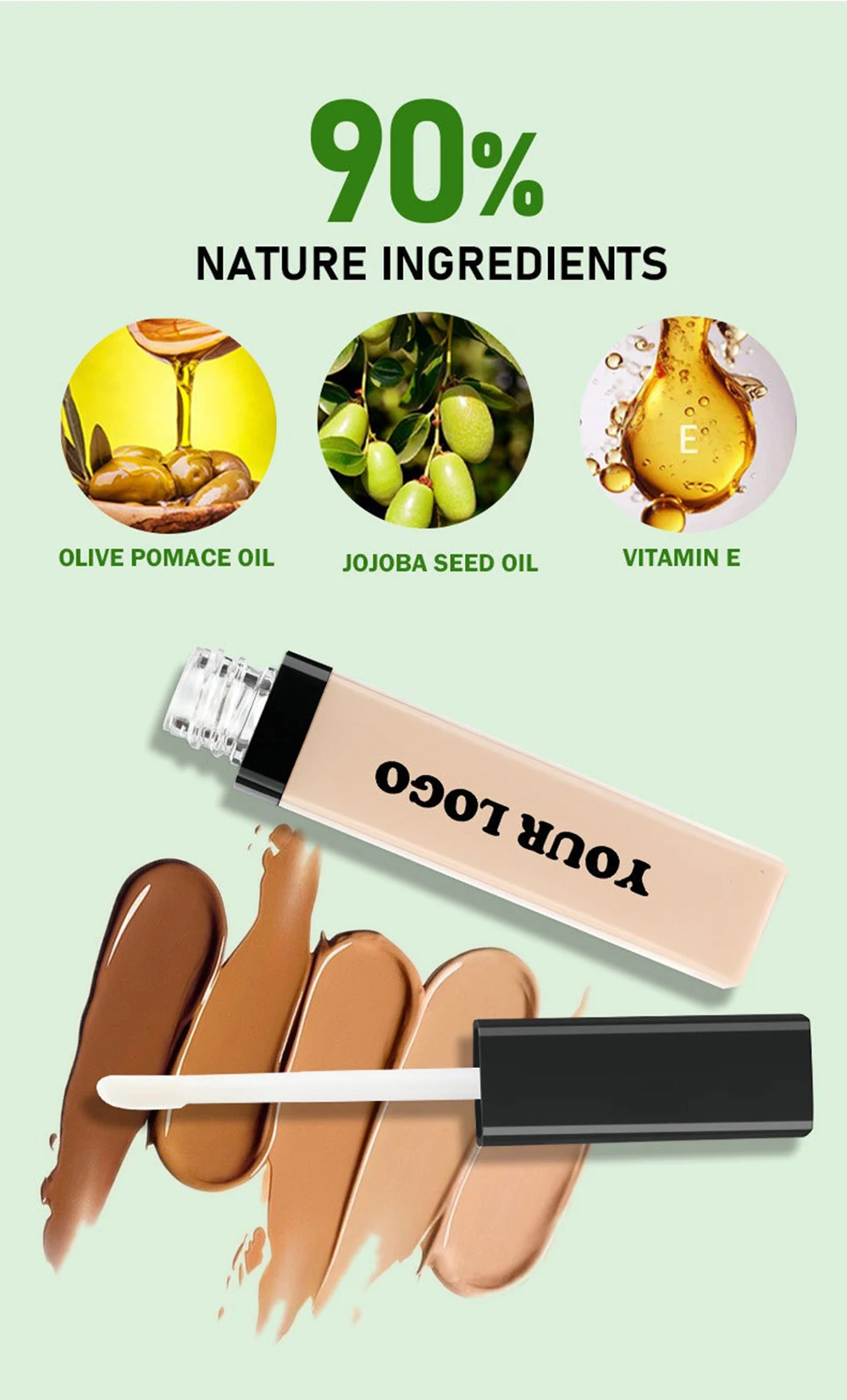 Private Label 22color Liquid Concealer Custom Logo Waterproof Long-lasting Oil-control Brightening Nude Makeup Vegan Square Tube