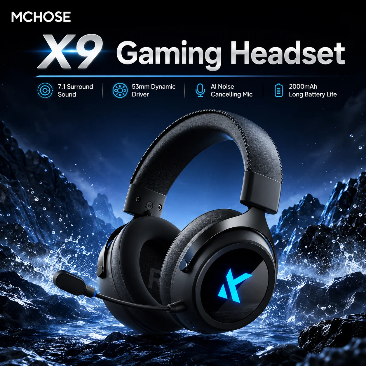 Gaming Headset 7.1 - Auriculares Inalámbricos para Juegos MCHOSE X9