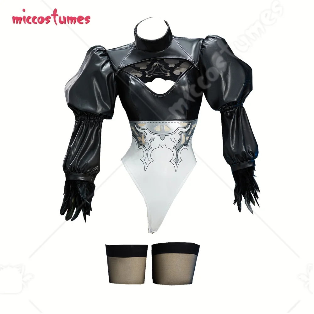 

Miccostumes Women's Black Gothic Cosplay Costume Auto Bodysuit with Gloves and Eye Patch for Anime Cosplay