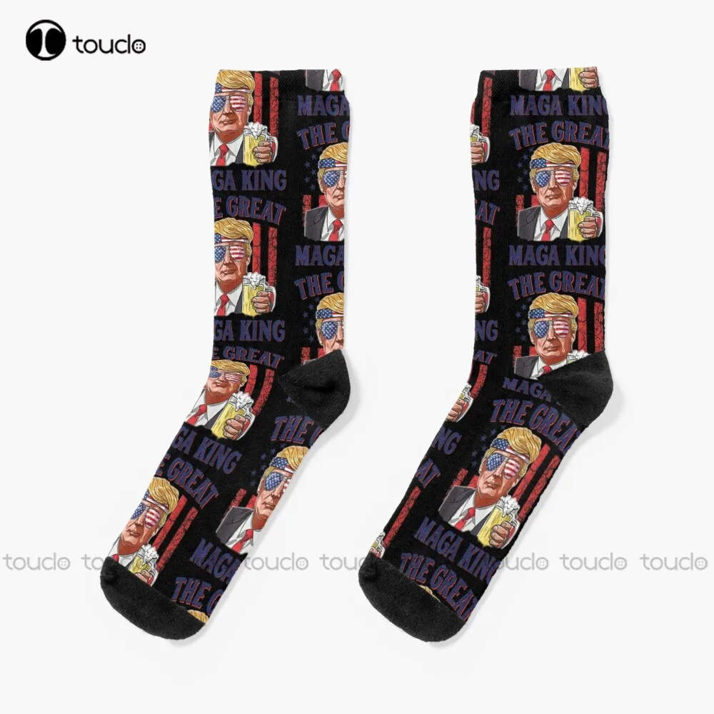 The Great Maga King Funny Trump Beer Us Flag Ultra Mega King Socks Winter Socks For Women Comfortable Best Girls Sports Art Gift