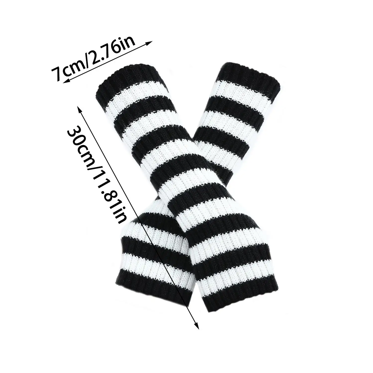 1 Pair New Long Fingerless Gloves Women Half Finger Autumn Winter Arm Warmer Striped Knitted Mitten Wrist Arm Sleeve Gifts