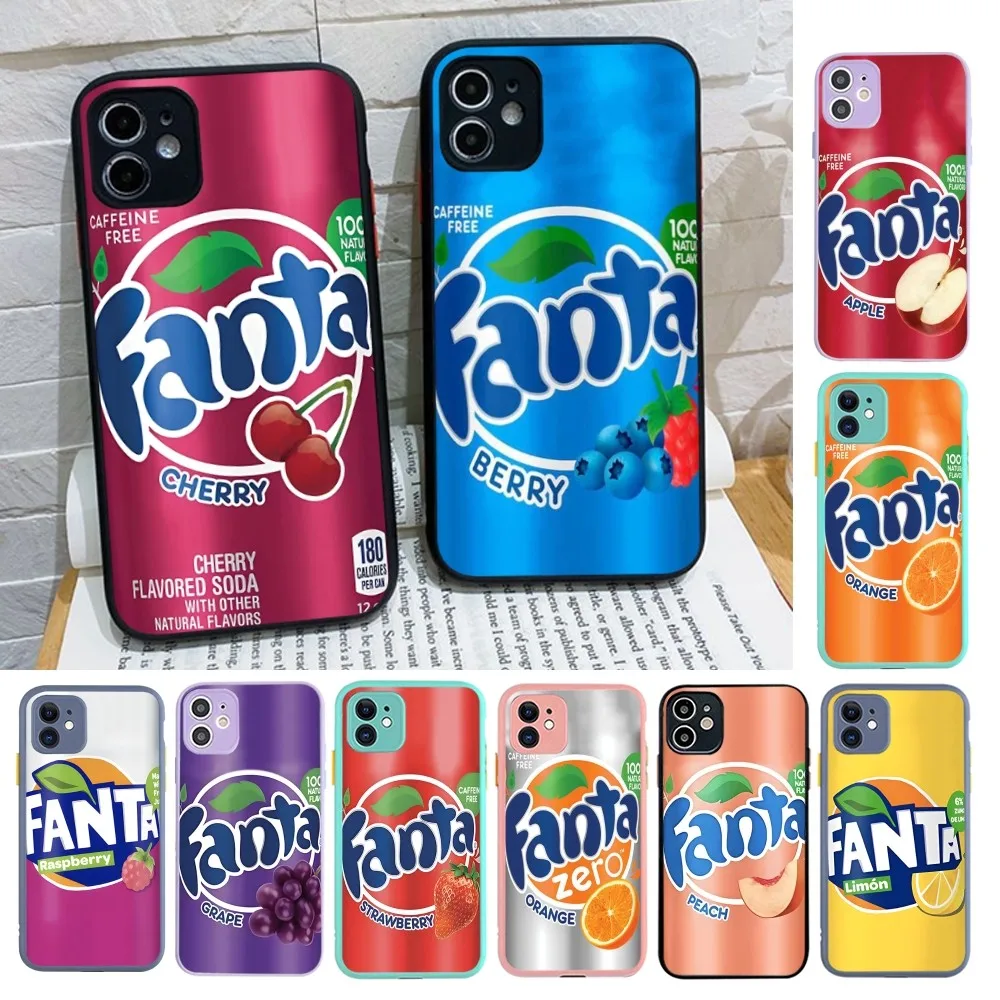 F-FantaS Drinks Grape Orange Phone Case For iPhone 14 X XR XS 7 8 Plus 11 12 13 pro MAX 13mini Matte Shockproof Case