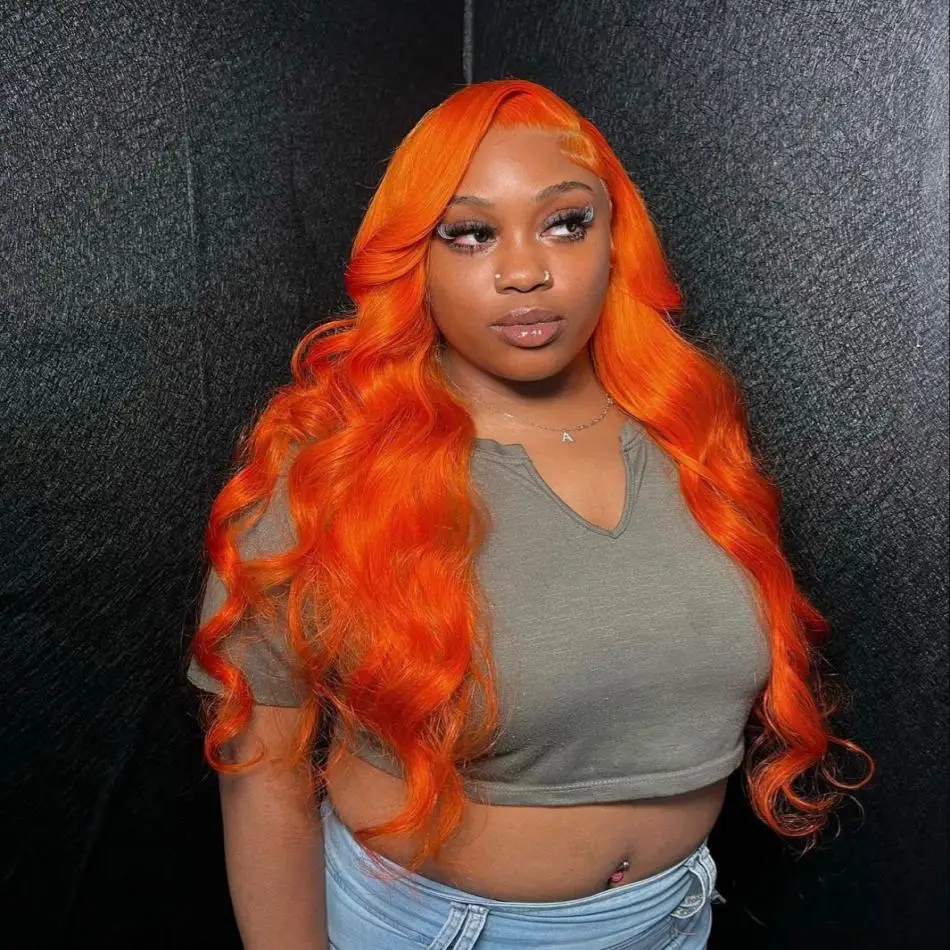 Ginger Body Wave Wigs HD Lace Frontal Wig 13x6 13x4 Colored Human Hair 30 36 Inch PrePlucked Brazilian For Women Lace Front Wig