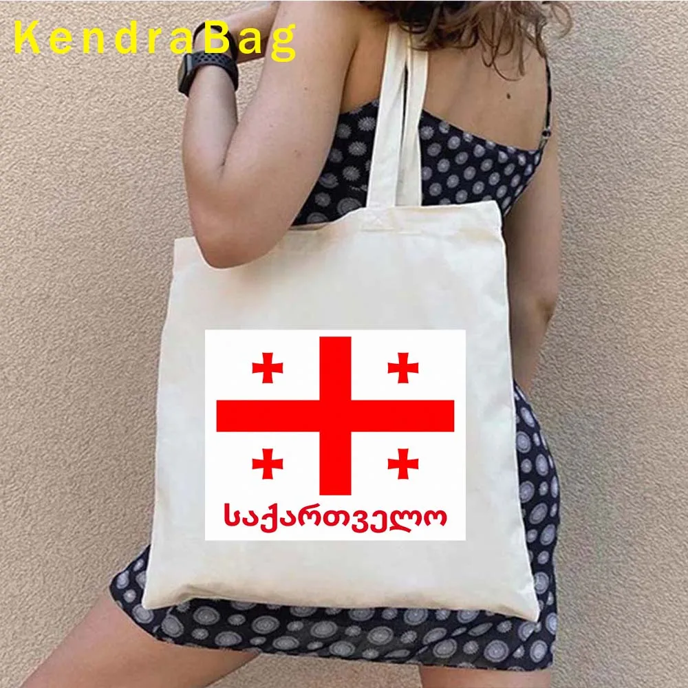 Georgia Flag Map Coat of Arms Tbilisi Ananuri Castle Georgian Cityscape Architecture Kazbegi Borjomi Canvas Tote Bag Eco Handbag