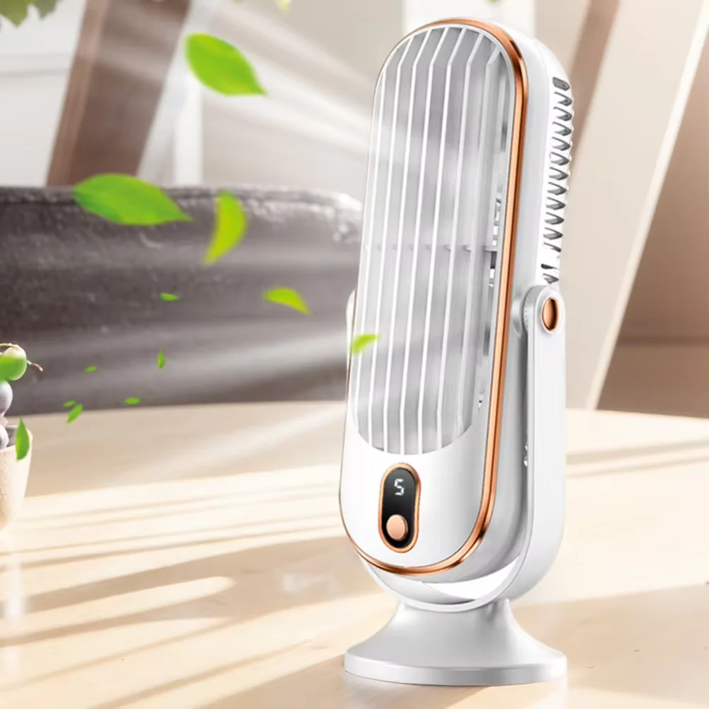 Large Battery Dual Motor Household Small Air Cooler, 5-speed Air Cooling Fan 720 ° Surround Air Blower, Portable USB Fan