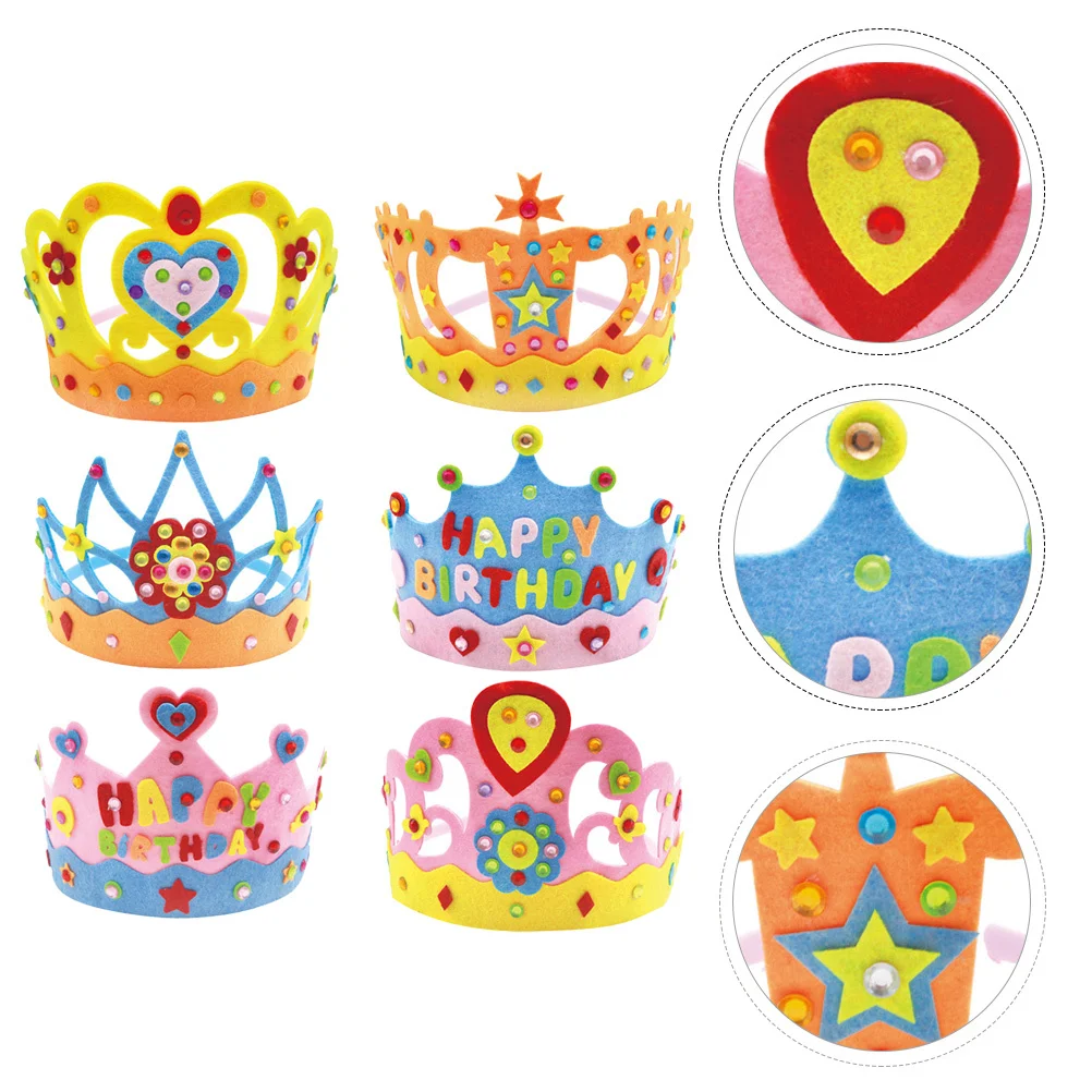 

6Set Crown Tiara Craft Kit Premium Material Handmade Birthday Party Crown Hat Kids Party Accessories Birthday Hat