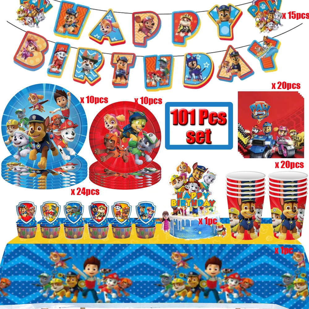 Dekoracje na przyjęcie urodzinowe Psi Patrol Jednorazowa zastawa stołowa Obrus Talerz Torba na prezenty Psy Skye Balon Baby Shower Artykuły na przyjęcie dla dzieci
