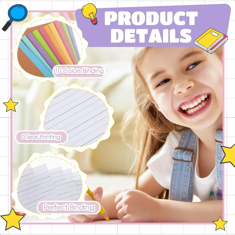 60 قطعة دفتر التكوين الأساسي 9 3 4x7 1 2 بوصة مجلة العودة إلى المدرسة يطير K2 دفتر الكتابة الابتدائية للطلاب Dra