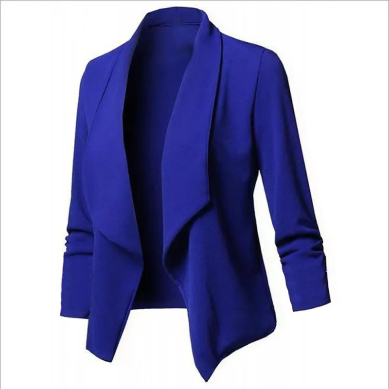 Frauen OL Blazer Übergroßen S-5XL Weibliche Kerb Langarm Plissee Dünne Business Arbeitskleidung Strickjacke Blazer Mäntel