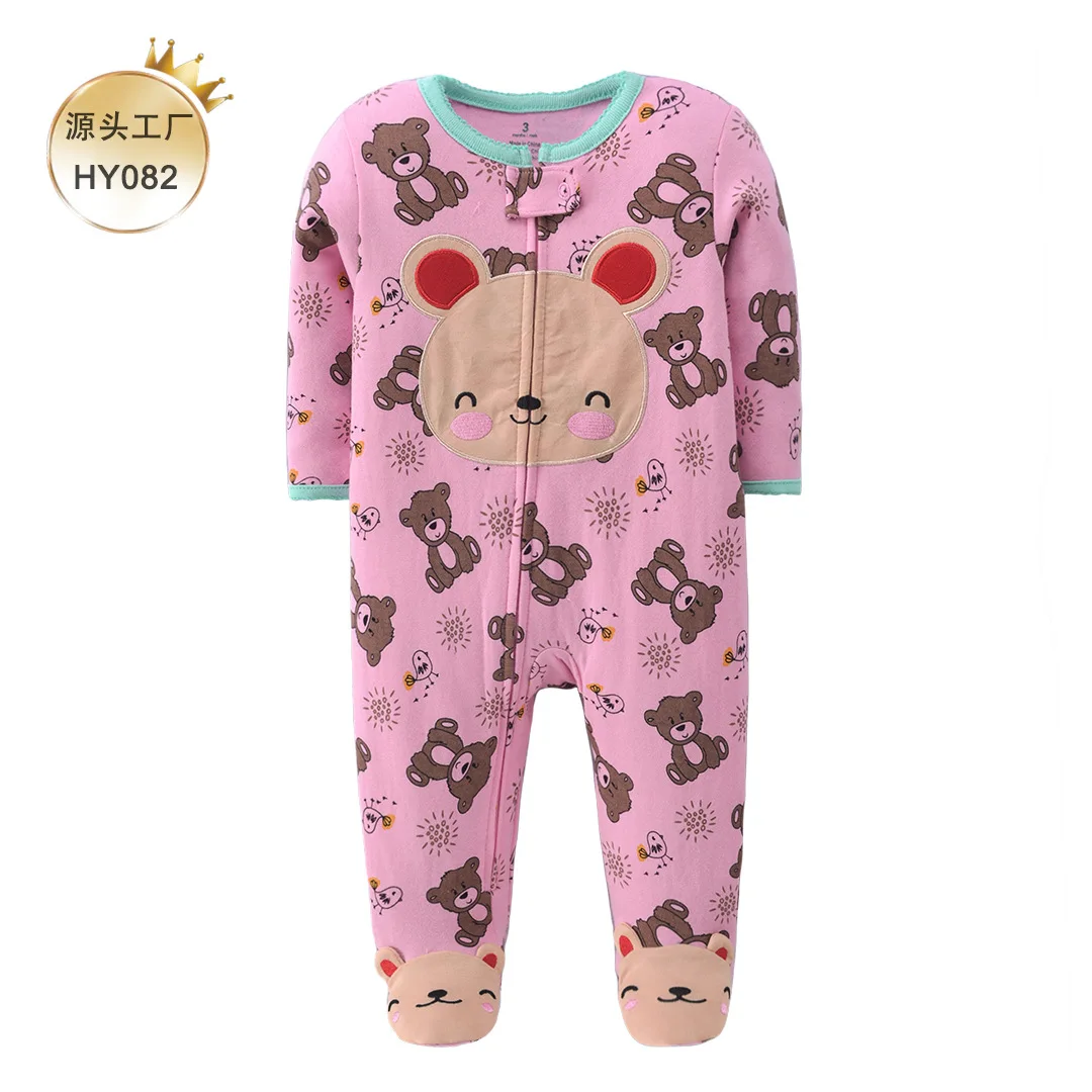 3-12M Newborn Baby Jumpsuit Long-sleeved Cotton Thin Newborn Baby Four Seasons Clothes Pajamas Feetcover Toddler Boys Girls