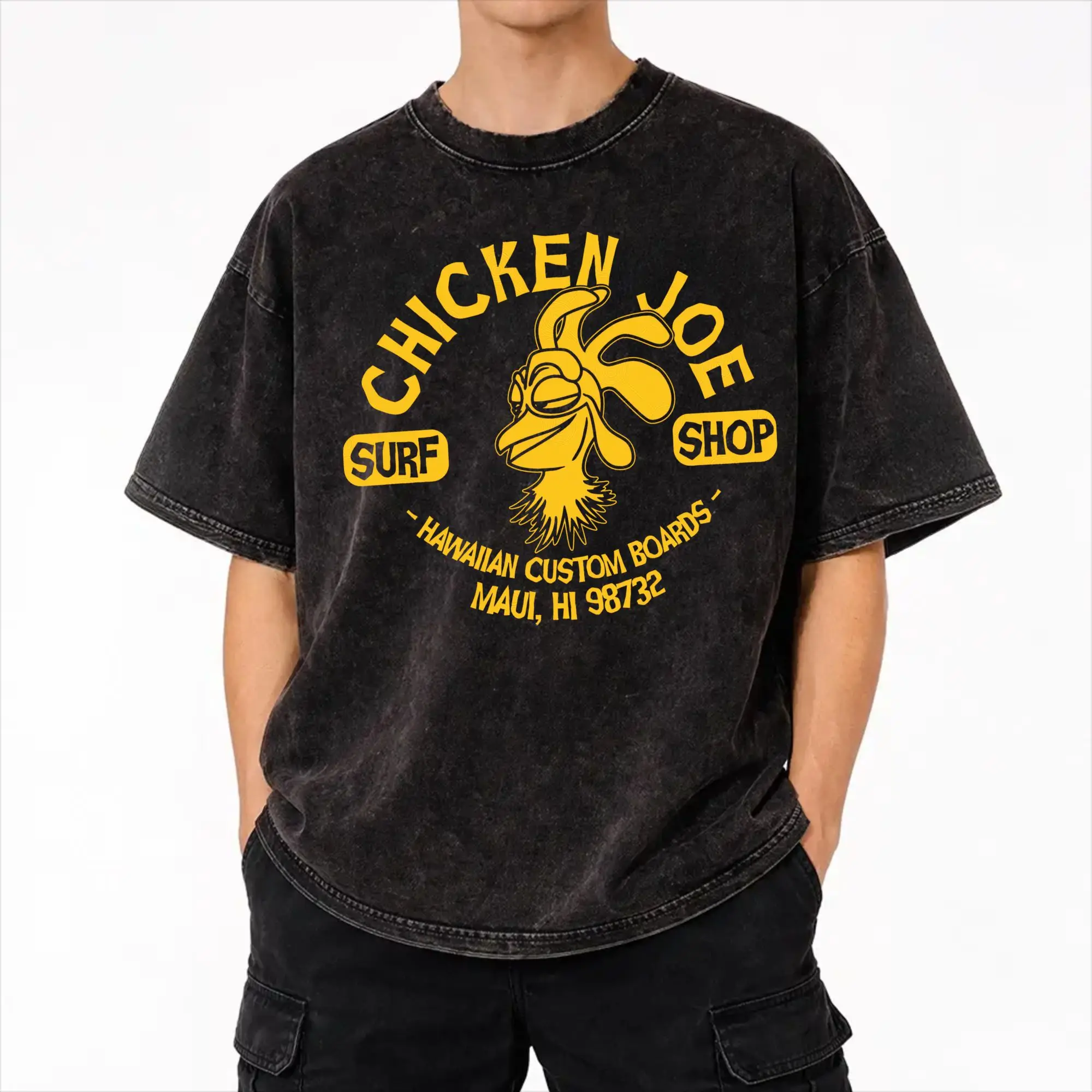 Harajuku Washed Shirts Surf's Up Chicken Joe Merch Vintage T-Shirts Oversize  Streetwear Short Sleeve Printed Tees