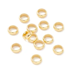 201 Stainless Steel Spacer Beads Flat Round/Ring Real 18K Gold Plated 6x2mm Hole: 4mm