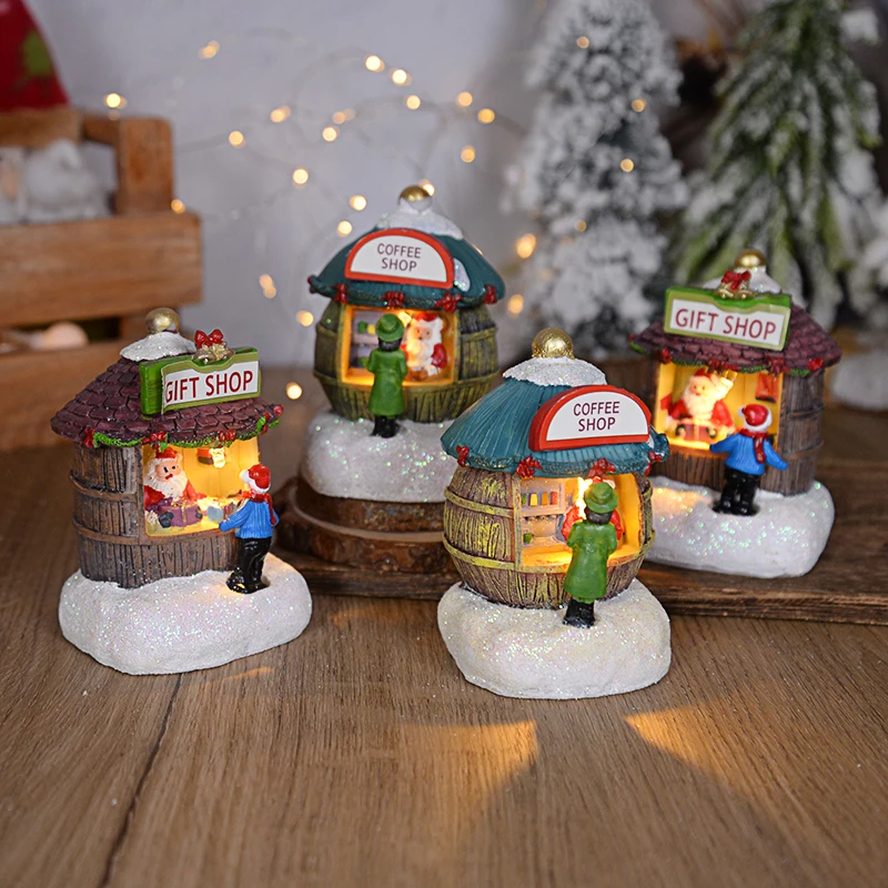 عيد الميلاد متوهجة منزل زخرفة الراتنج LED مايكرو المشهد الحلوى مخزن الشتاء المشهد للمنزل سطح المكتب عيد الميلاد السنة الجديدة الطرف الديكورات #6