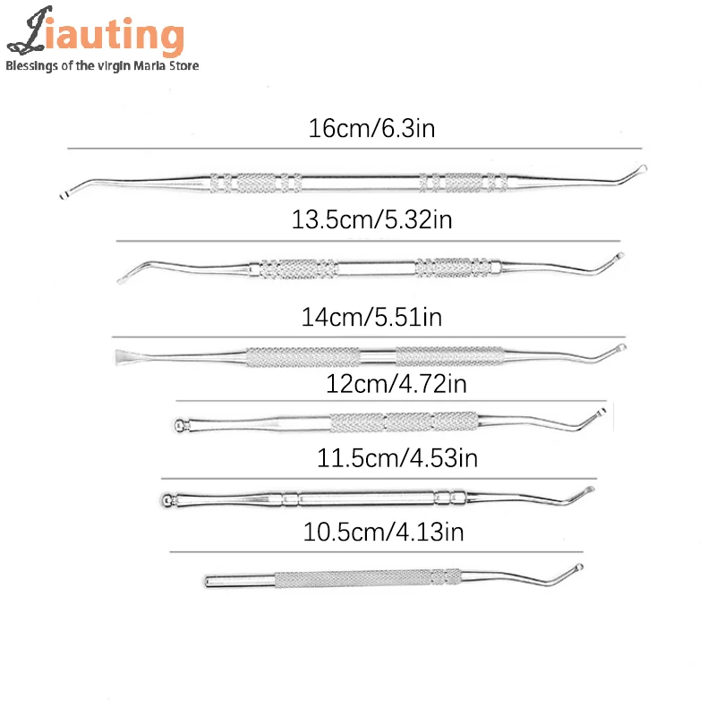 Ensemble d'outils de Correction des ongles incarnés, 6 pièces, limes à ongles à Double extrémité en acier inoxydable, soins Paronychia, outils de nettoyage des pieds