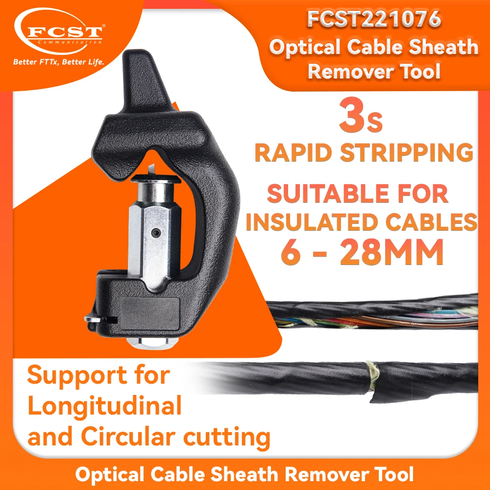 FCST 6-28mm FTTH Fiber Optic stripper Armored Optical Cable Jacket Slitter Sheath Cutter Fiber Stripping Tools