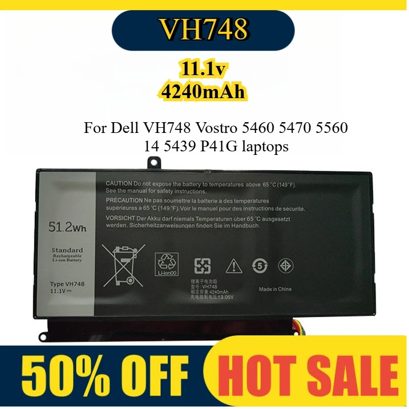 

Сменный аккумулятор для ноутбука Dell Vostro 14, 5460, 5470, 5560, 5439, модели ноутбука VH748 P41G