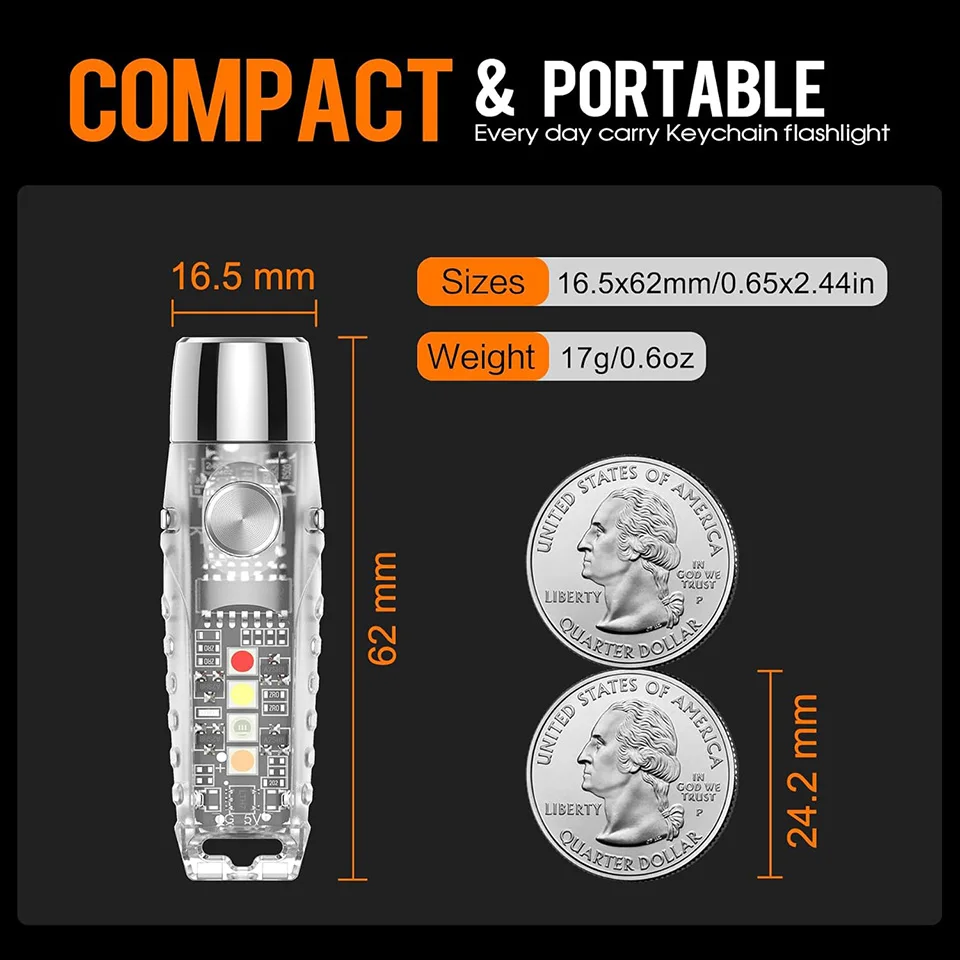 Linterna multifunción TUNENGE S12Pro, mini linterna EDC de 750 lúmenes altos con clip, la mejor opción para la vida diaria