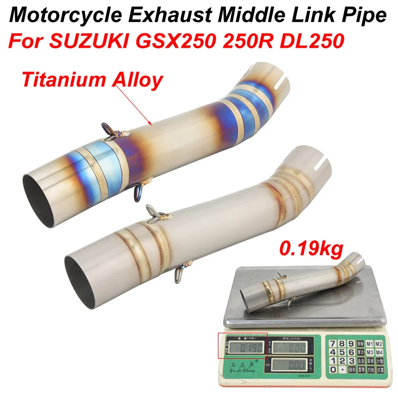 

Titanium Alloy Middle Link Pipe Motorcycle Exhaust Connecting 51mm Moto Muffler Slip-On For SUZUKI GSX250 250R DL250 DL 250