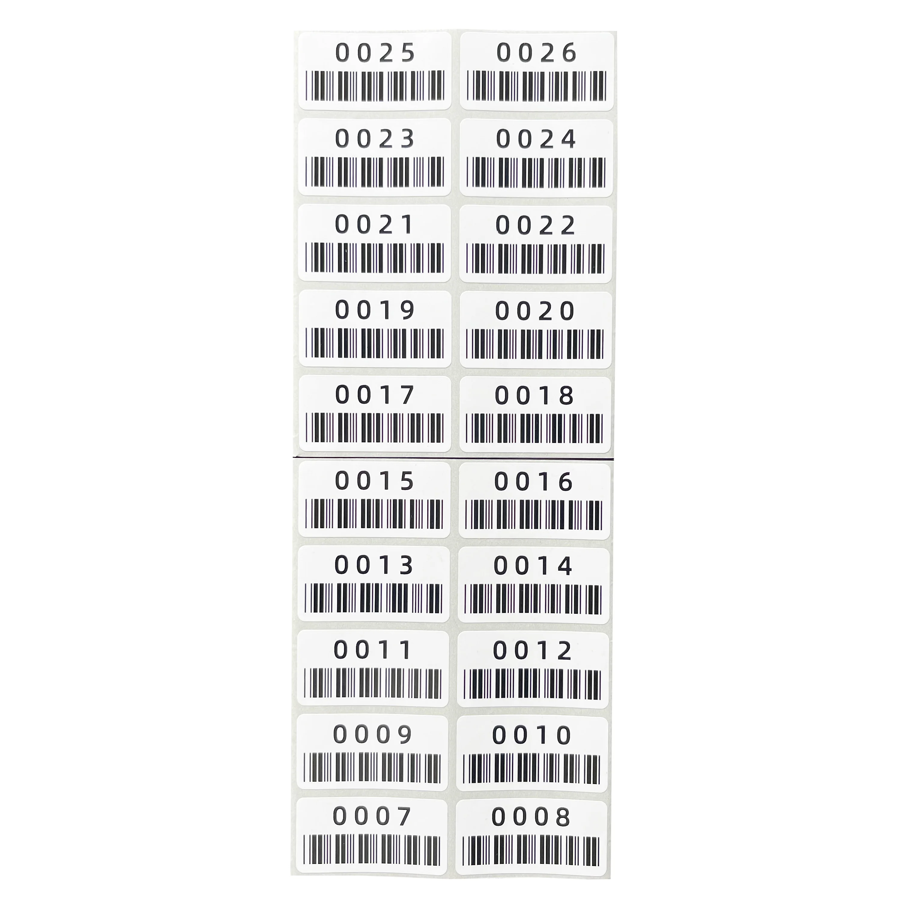 500PCS continuously numbered label sticker 40X20mm600dpi HD pre-printed barcode serial number black text on white background