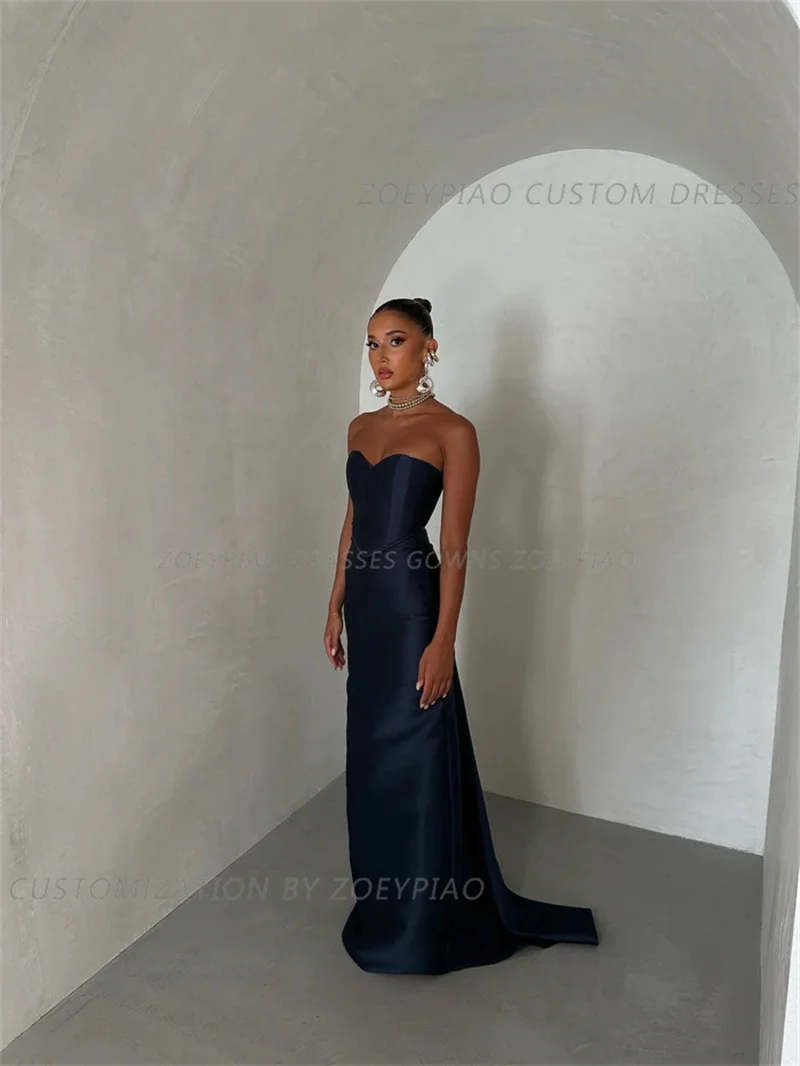 2024 Navy Blue 2Pcs Satin Prom Dresses Cross Long Straight Formal Party Gown Sweetheart Israel With Detachable Cape Womens Dress