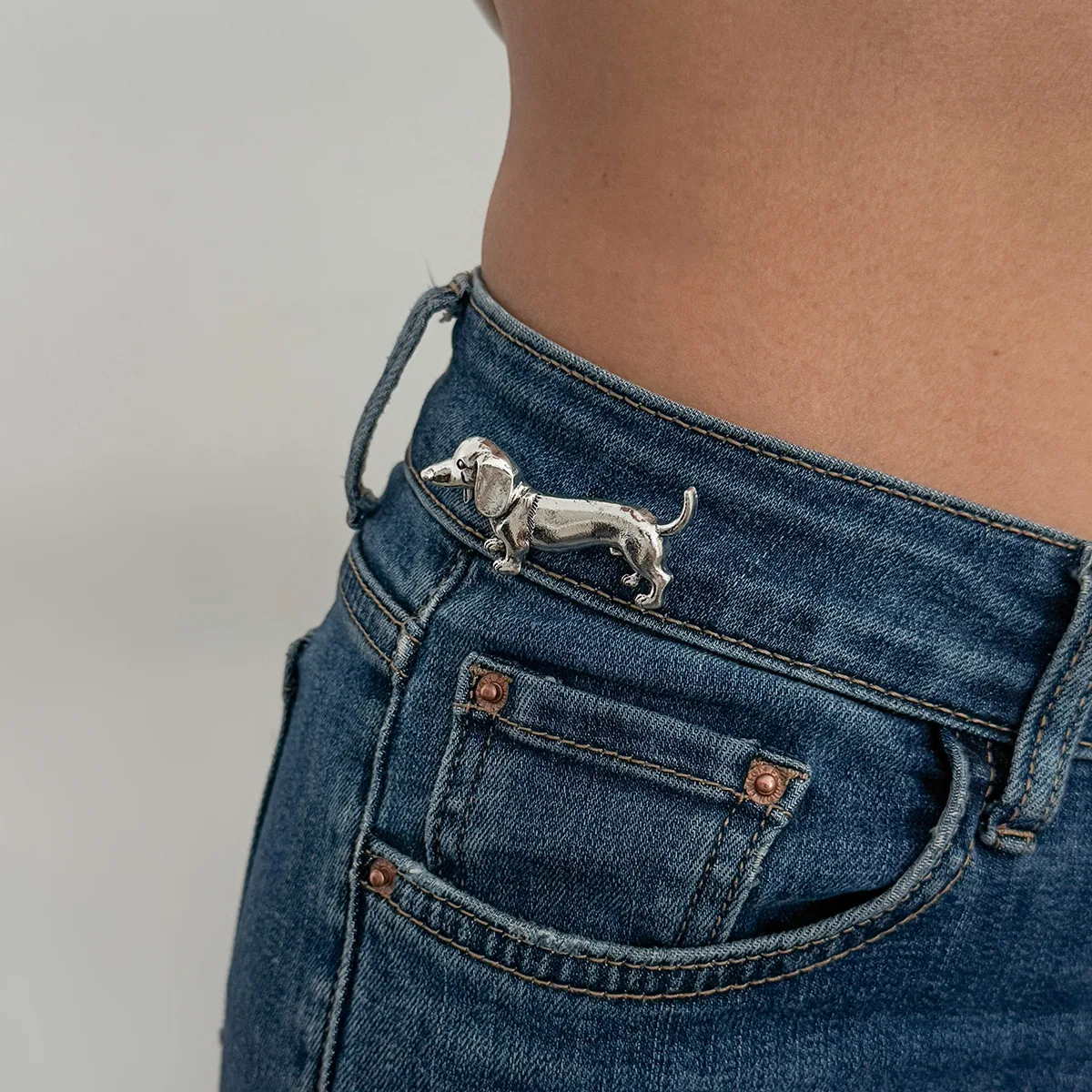 Cross border jewelry fashion creativity ins animal metal brooch personalized puppy jeans brooch decoration