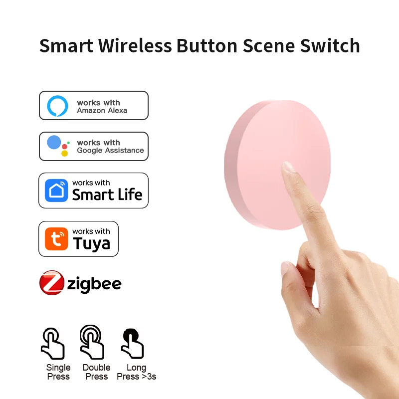 Tuya ZigBee Smart Wireless Button Scèneschakelaar Smart Life App Afstandsbediening voor Google Alexa Wait Voice Assistant Home Office