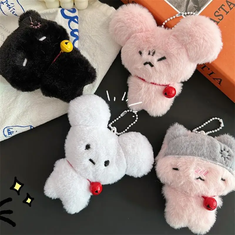 Dessin animé mignon lapin chaton animaux grinçant en peluche poupée en peluche porte-clés pendentif Girly porte-clés sac suspendus ornements cadeaux