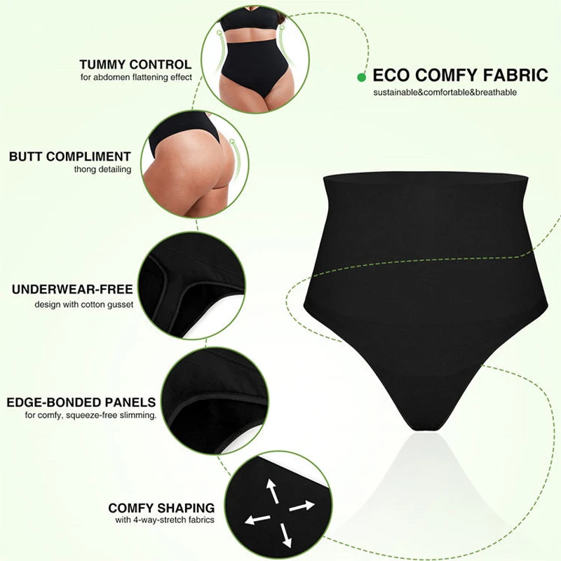 High Waist Tummy Control Panties Women Thong Panty Shaper Slimming Underwear Butt Lifter Belly Shaping Cincher Brief Body Shaper