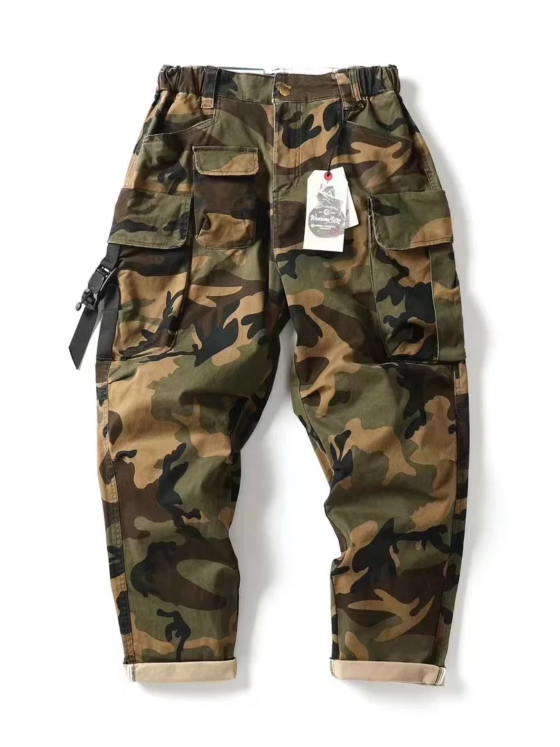 Trendy Military Camouflage Workwear Casual Pants Men Loose Vintage Loose Slim Harlan Trousers Pocket Design Comfortable Fit