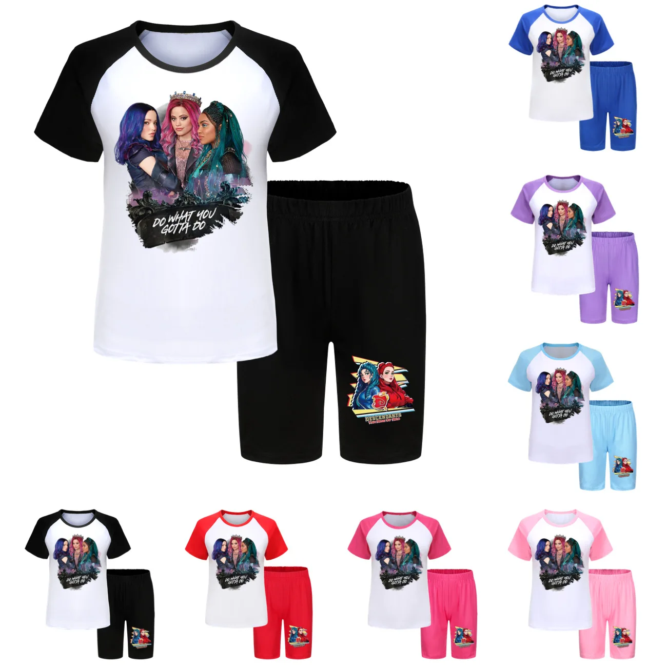 Descendants 4 Clothes New Kids Clothes T Shirt Toddler Girls Pajama Sets Boys Cartoon Short Sleeve Tshirt Pants 2pcs Sports Set