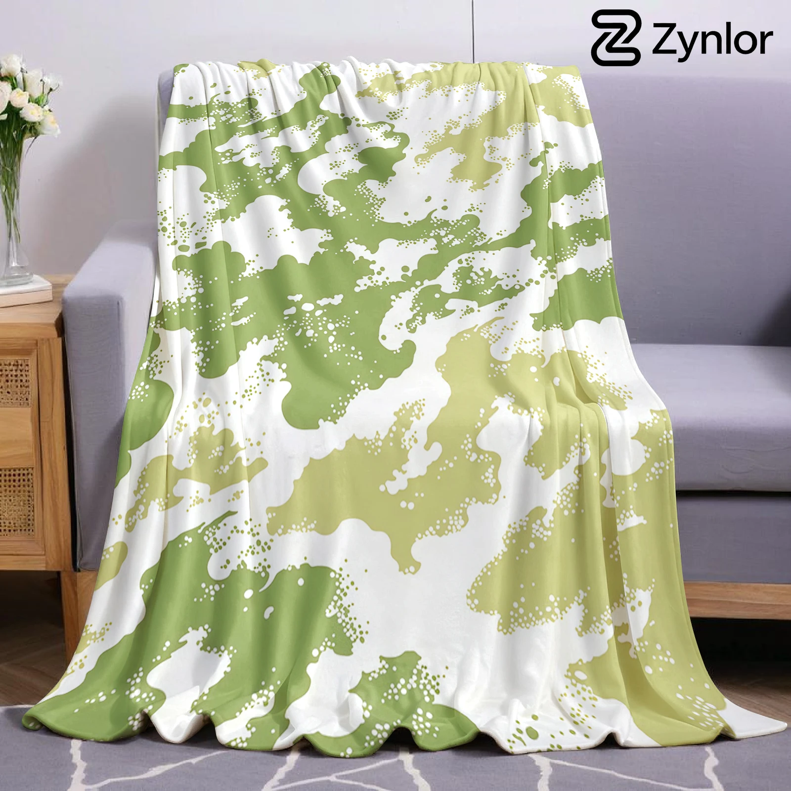 Moss Camo Cartoon Anime Print Flannel Blanket Soft Warm Throw for Kids Bedroom Sofa Bed Christmas Office Car