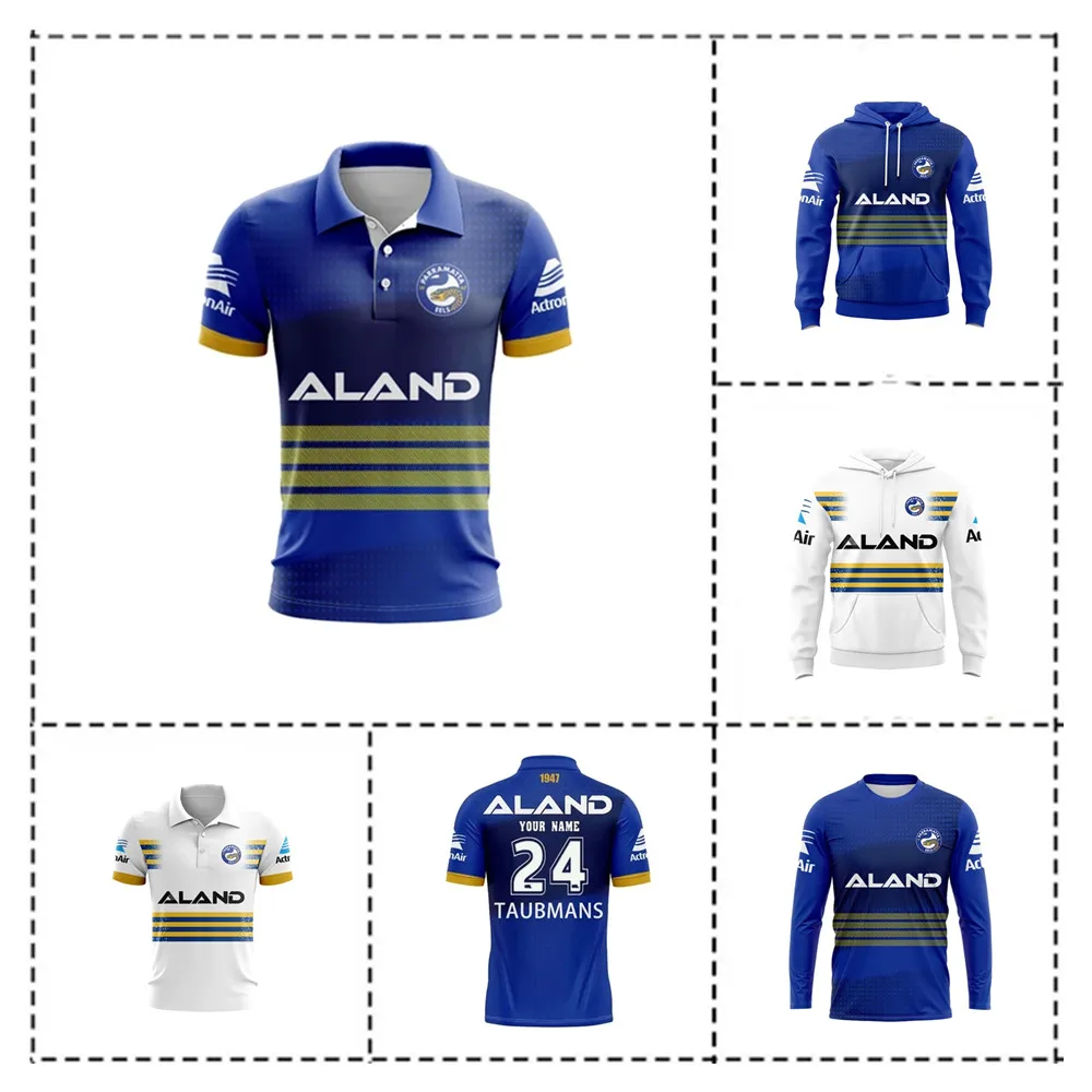 Anpassung 2024 Parramatta Aale Hoodie Hut Home / Away Rugby Trikot-Herren Größe: S-5XL (benutzer definierte Namens nummer drucken)