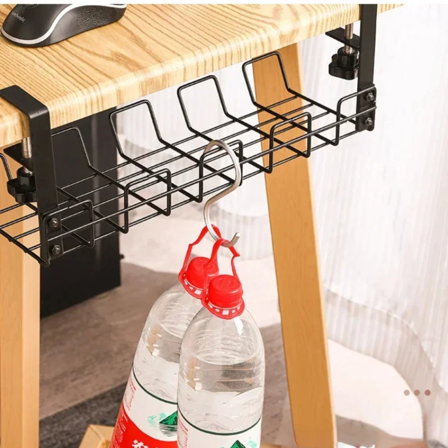 Metal Cable Management Tray Under Table Rack for Office Desk - Adjustable Wire Organizer for Punching Kitchen Accessories