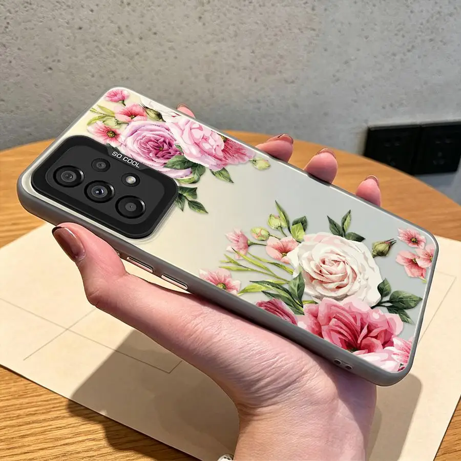 Pink Rose Flower Phone Cover Case for Samsung Galaxy A17 A54 A12 A72 A51 A04 A57 A25 A15 A16 A31 A07 A26 A50 A71 A14 A56 A23 A34