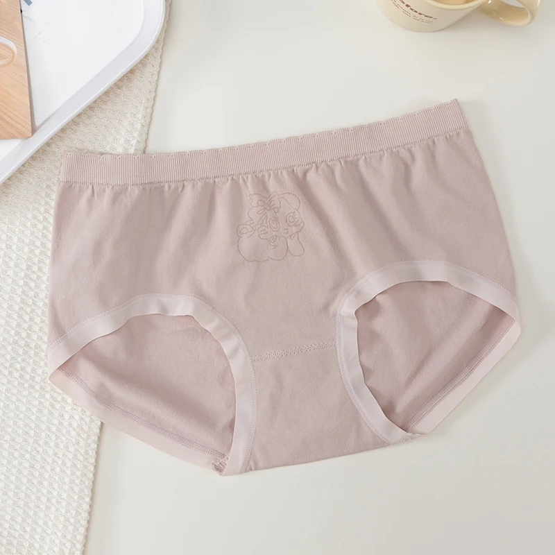 Calcinha de algodão meia cintura para mulheres, cuecas confortáveis, roupa íntima feminina, lingerie fofa, cuecas monocromáticas, íntimas, conjunto de 5 peças