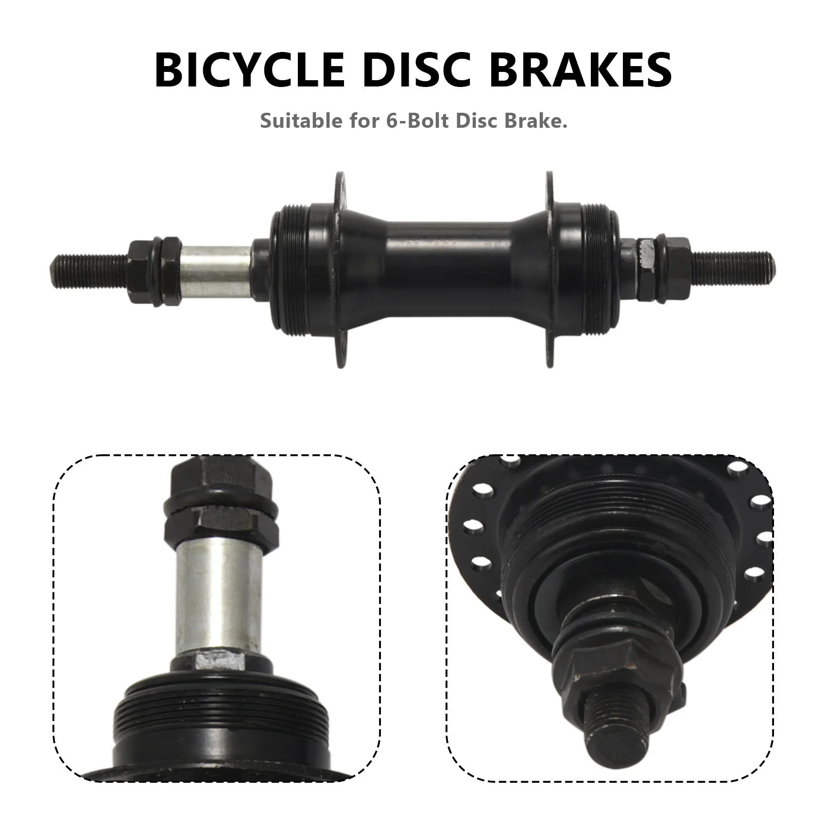 A26P 1 Pair 36 Holes Front & Rear Disc Brake Hubs for MTB, Compatible with 6-Bolt Disc Brake Thru Axle, Hub for Mountain Bike