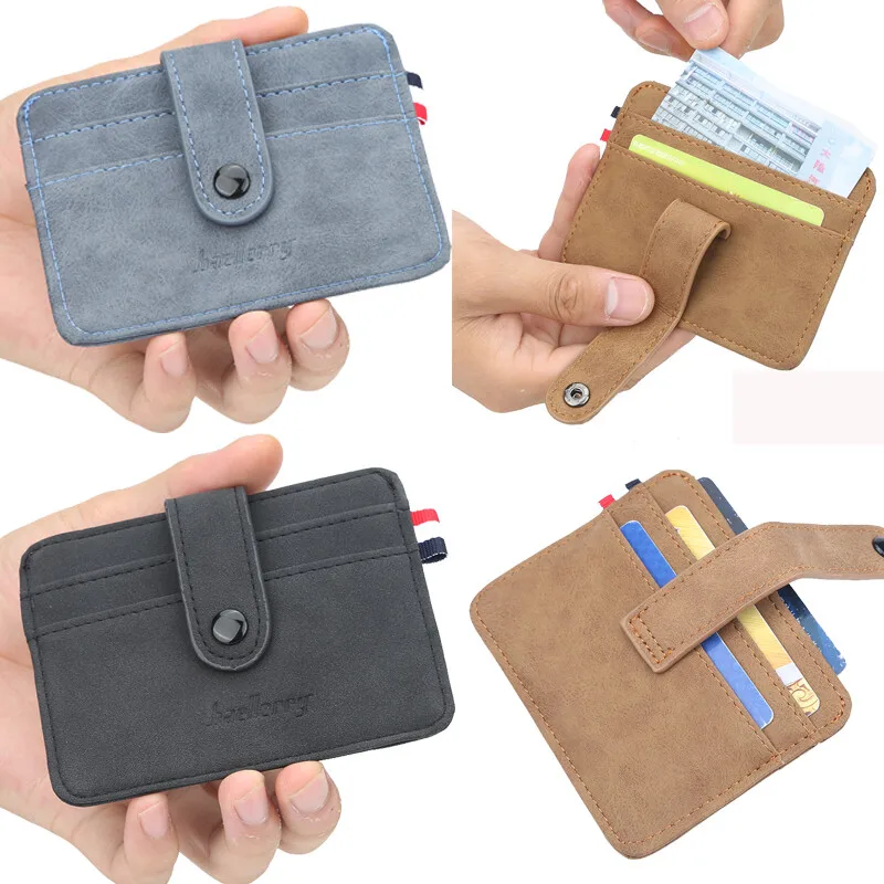 

Thin Credit Card Holder Wallet Designer Male Nubuck Leather Slim Vintage ID Card Case Small Purse Business Card Wallet For Men