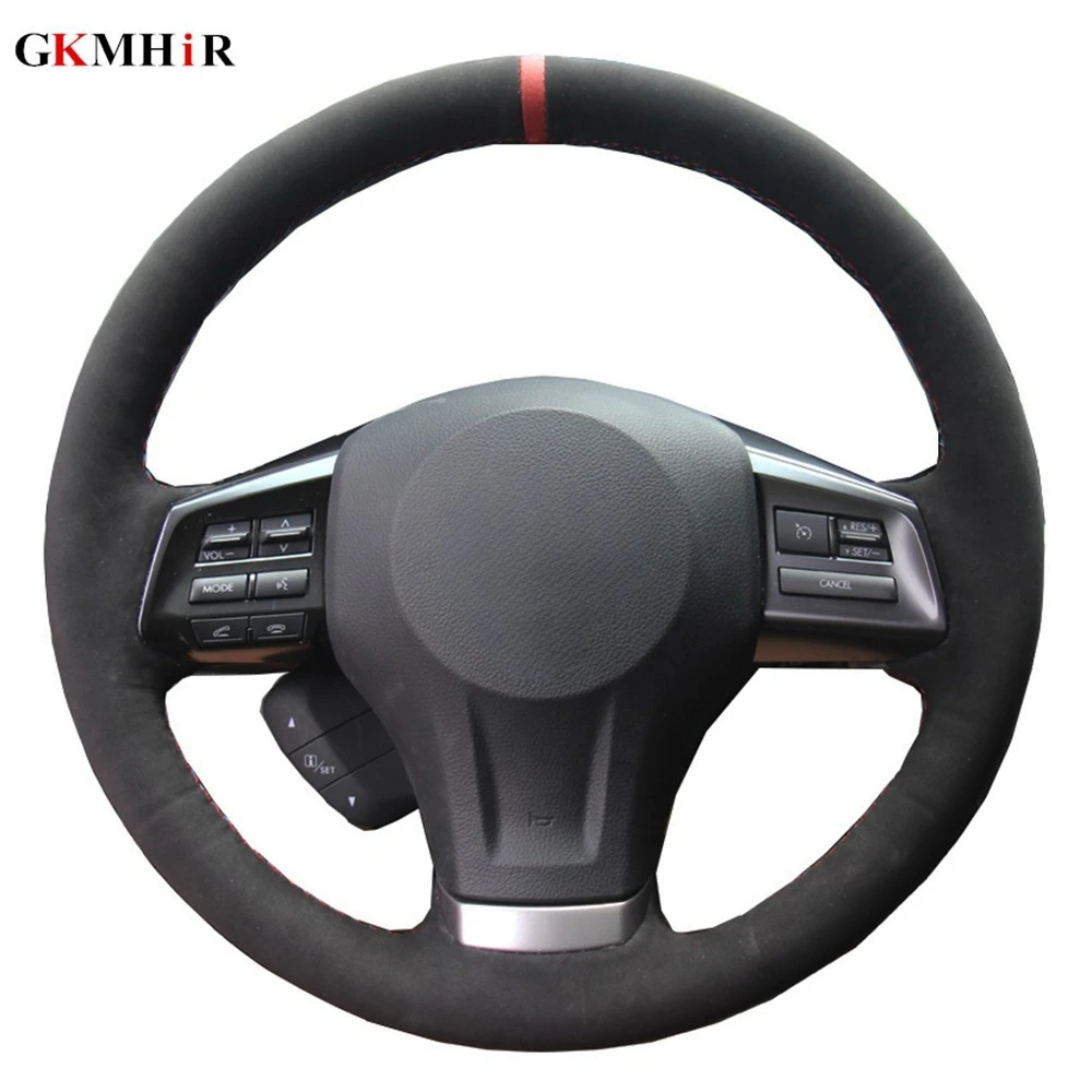 Black Suede Leather Car Steering Wheel Cover For Subaru Forester 2013 2014 - 2016 Legacy 2012-2014 Outback 2012-2014 XV Impreza