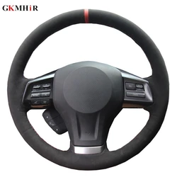 Black Suede Leather Car Steering Wheel Cover For Subaru Forester 2013 2014 - 2016 Legacy 2012-2014 Outback 2012-2014 XV Impreza