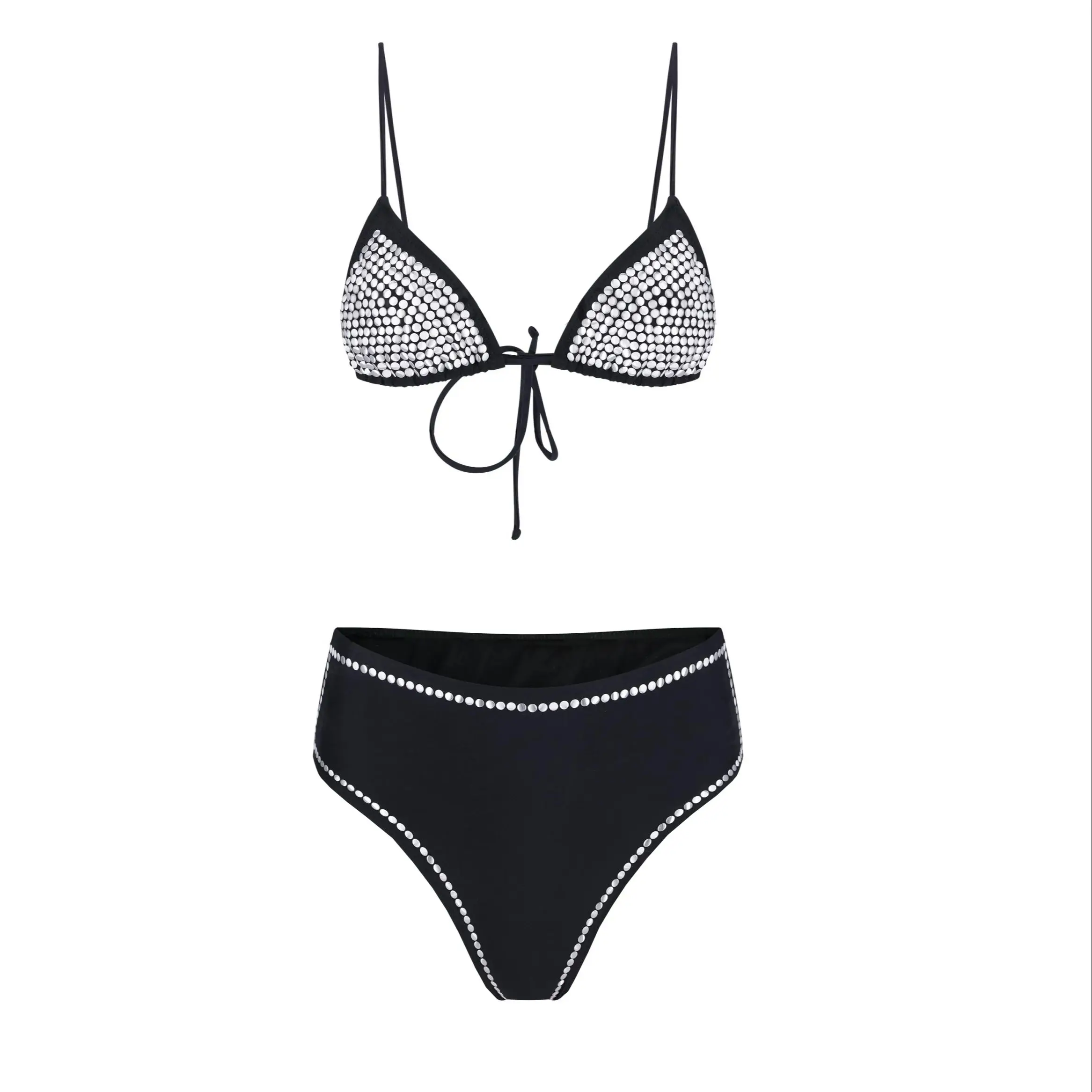 3Pcs Diamond Bikini Set Women Sexy Swimsuit Push Up Swimwear Bandeau Biquini Female Mirco Bathingsuit Mesh Skirt Beach Outfits image 2