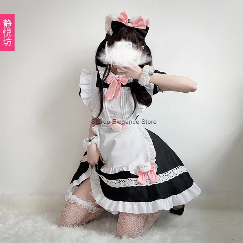 Cat Series Black and White Maid Dress Anime Female Attire Tycoon Laurie Maid Uniform Cos Coffee Princess Dress Lolita