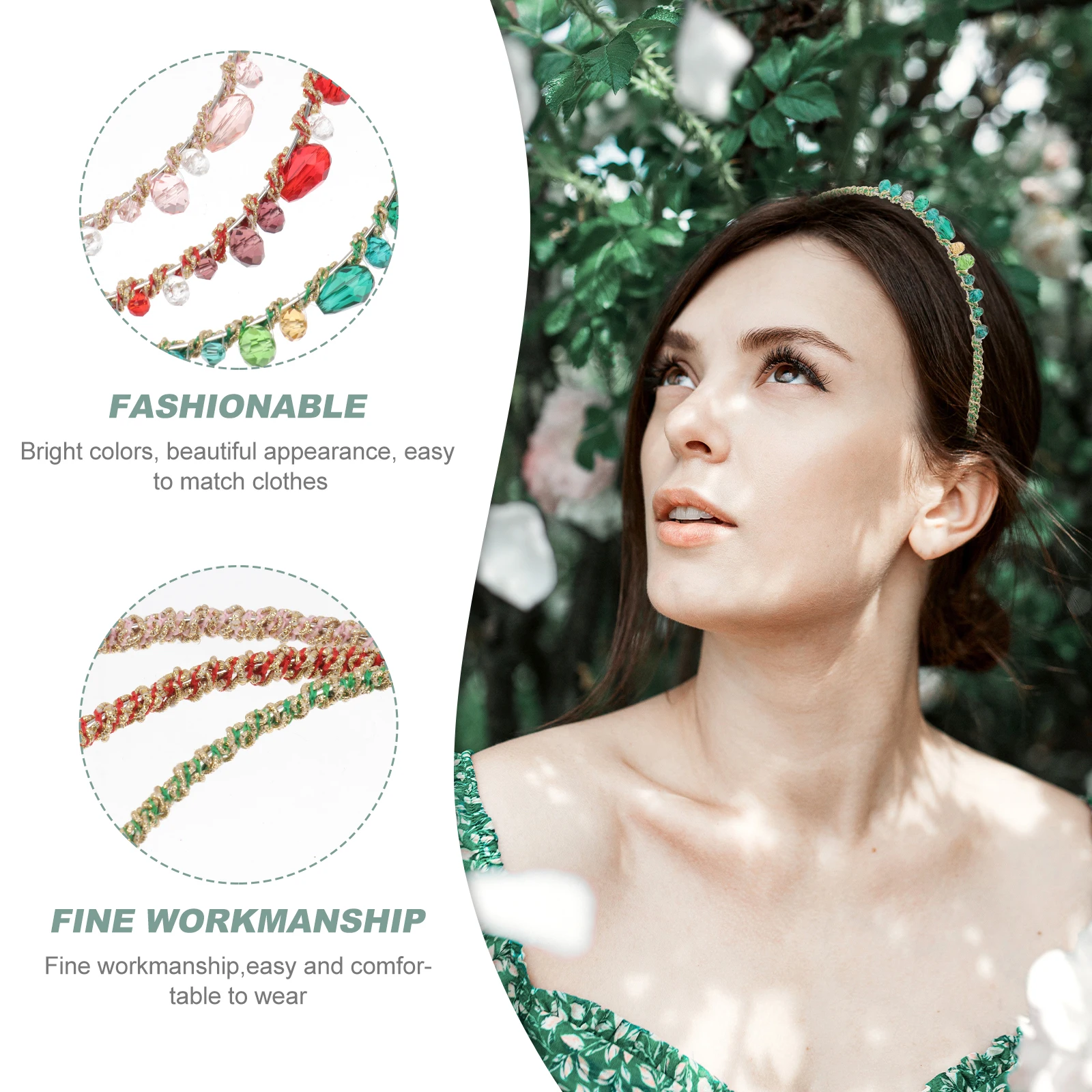 

7pcs Jewel Headbands For Women Girls Sparkle Crystal Hair Accessories Stylish Bejeweled Bridal Wedding Party Cheerleader Beauty