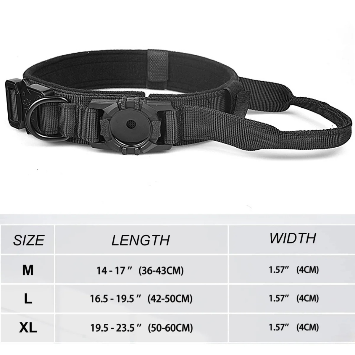 Verstellbar mit AirTag-Halterung, taktisches Hundehalsband, bequem gepolstert und Griff, Metallschnalle, GPS-Halsband für mittelgroße und große Hunde – Detail 5