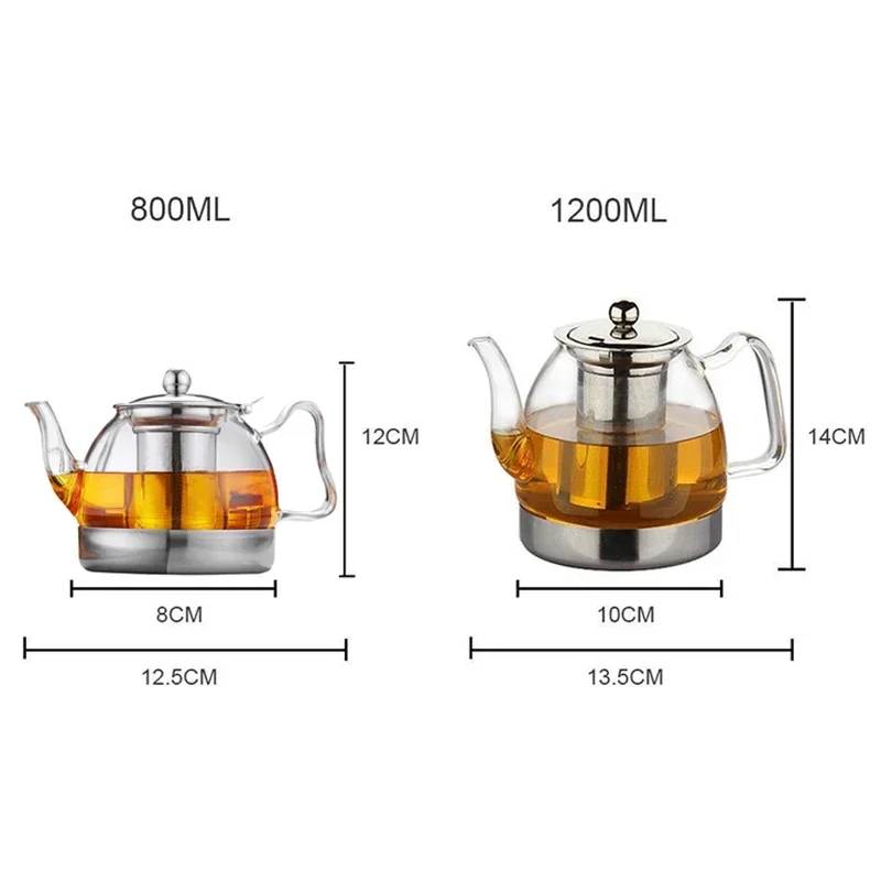 Glass Teapot with Infuser Removable Stainless Steel Strainer High Temperature Resistance Microwave Tea Pot for Milk Oolong